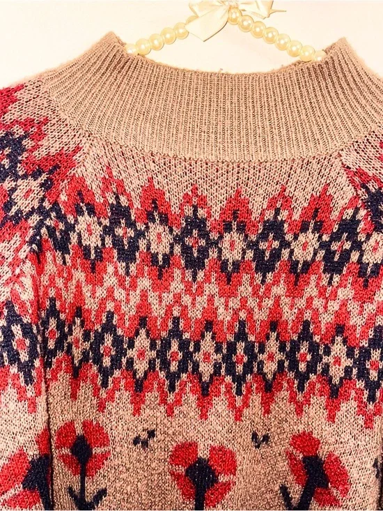 Telluride Oversized Leather Band Classic Sweater with Unique Markings - Size XL - Picture 5 of 7